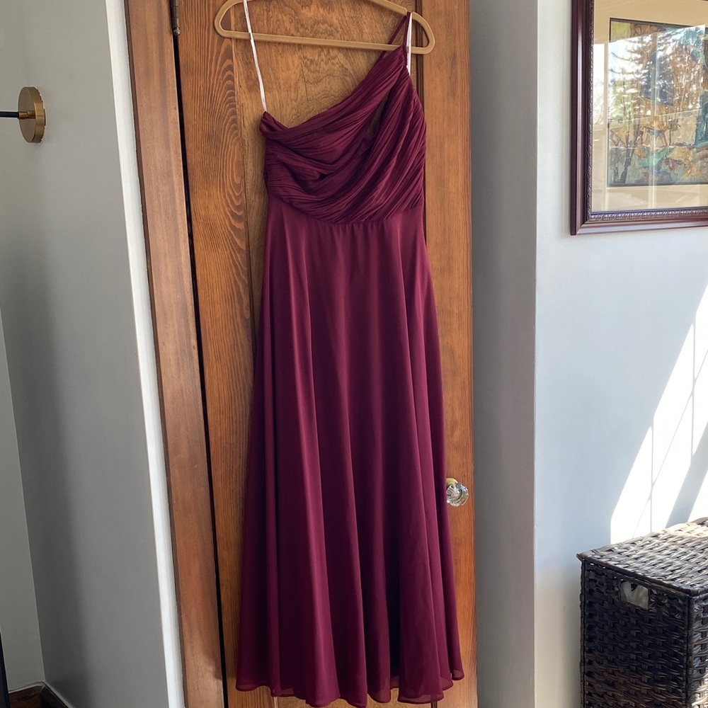 Lulu's One Shoulder Burgundy Dress